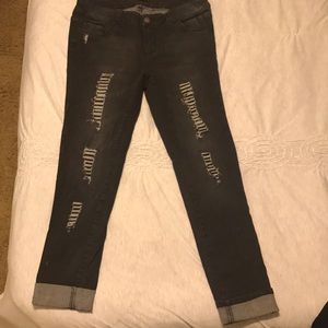 Womens Forever 21 Distressed Black Jeans -12